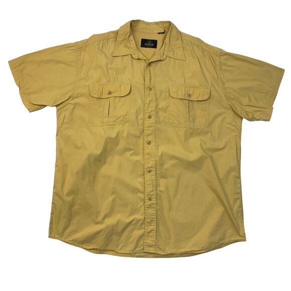 RedHead Shirt Mens XL Pale Yellow Pocket Button Up Spread Collar Short Sleeve - Picture 1 of 11